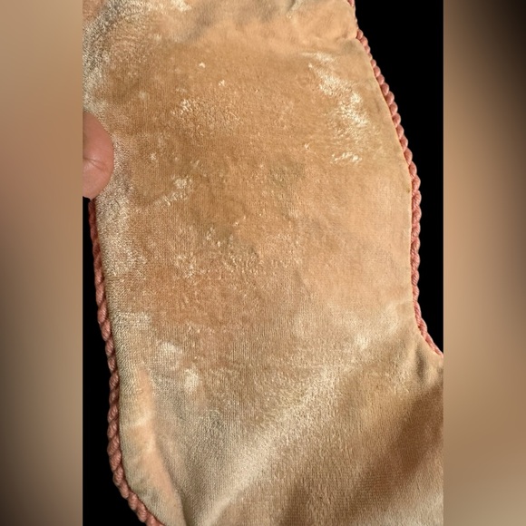 Vintage Needlepoint Stocking Xmas Santa w/Toys Red pink Velvet Back Wool 16” - Picture 5 of 11